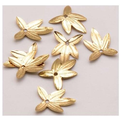 20Pcs/Lot 15mm*10mm 18K Brass Gold Plated Maple Leaf Shape Pendant Bulk Items Wholesale Lots Making For Diy Earring JA0128