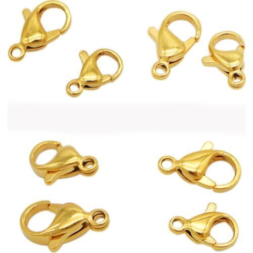 Drop Shipping 10/12mm 10pcs/lot Stainless Steel Gold Lobster Clasps Hooks for Necklace Bracelet Chain DIY Jewelry Findings F3961