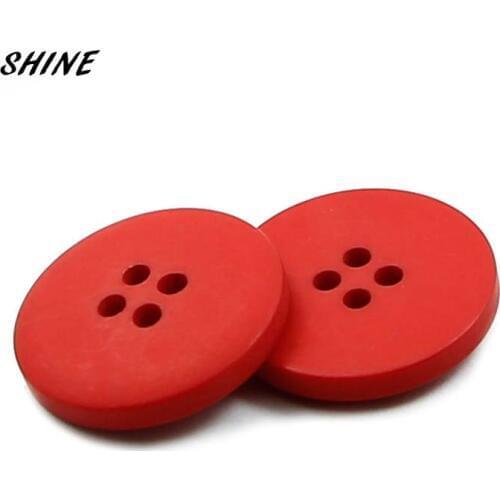 SHINE 50PCs Resin Sewing Buttons Scrapbooking Round Red Yogon 4 Holes 11.5mm\15mm\25mm Costura Botones decorate bottoni botoes