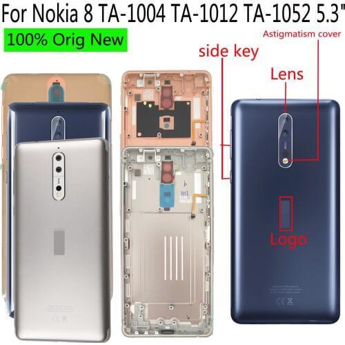 Shyueda 100% Orig New + Lens 5.3" For Nokia 8 TA-1004 TA-1012 TA-1052 Rear Back Door Housing Battery Door Cover