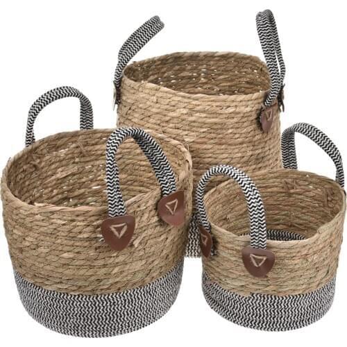 Foldable Storage Basket Creative Natural Seagrass Rattan Straw Wicker Folding Flower Pot Baskets Garden Planter Laundry Supplier