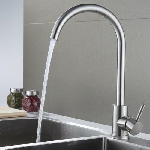 Kitchen Tap Single Hole Stainless Steel Any Direction Rotating Brushed Process Hot/Cold Water Mixers Faucet Kitchen Tap