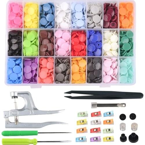 T5 Plastic Snap Button Set, Color Sewing Clip, With Home Tailor Pliers Tool Kit Easy Snap Button Replacement Sewing Storage Box