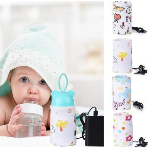 Baby Feeding Milk Bottle Warmer 28*13cm Spandex Insulation Bag Thermal Bag Bottle Holder USB Port Charging Baby Bottle Warmer