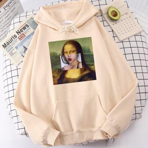 Funny Pattern Lollipop Lips Hoodie Men Creative Print Mona Lisa Male Sports Pullover Streetwear Tracksuit Mens Brand Costume Men