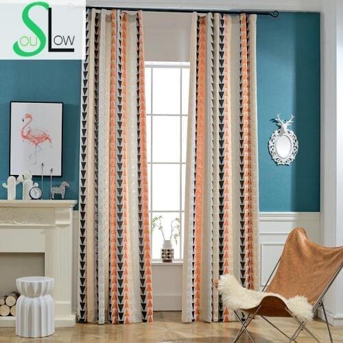 Slow Soul Triangular Blue, Yellow, Orange High Precision Jacquard Curtain Cotton Hemp Curtains For Living Room 3d Bedroom Window