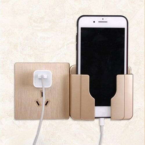Universal Multifunction Adhesive Wall Mount Practical Phone Holder Stand Phone Charging Bracket Home Plug Socket Charge Holder