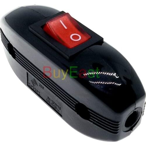 Pack 5) Inline ON/OFF Cord Cable Switch DIY Rocker Switch AC250V 6A LED Indicator