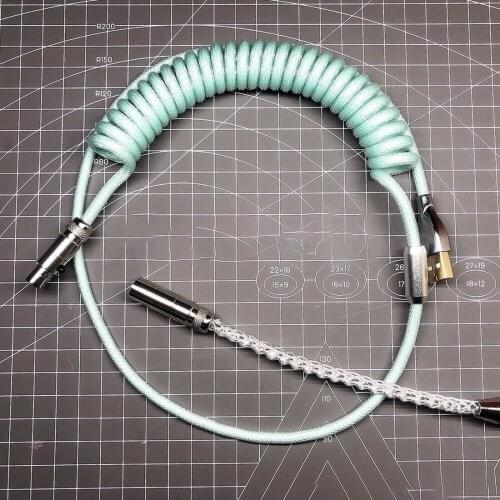 1m Custom Handmade Type C USB Cable for Mechanical Gaming Keyboard - Fluorescent Green (RGB Lighting + DIY Cable)