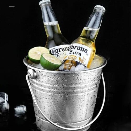Stainless Steel Ice Bucket Portable Ice Chiller Cooler with Handle Ice Cube Container for Wine Champagne Beer Party Bar Tools