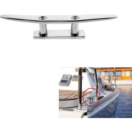 High Polished 316 Stainless Steel Marine Boat Deck Cleat Rope Cleat Mooring Bollard - 8"
