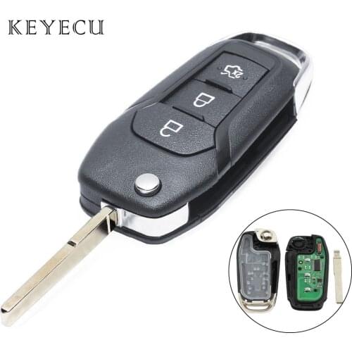 Keyecu Replacement Flip Remote Key Fob 3 Buttons 433MHz ID49 Chip for Ford Escort / New Mondeo 2014 2015 2016 2017