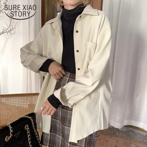 Solid Turn Down Collar Vintage Women Blouse and Tops New Cotton Plus Size Shirts for Women Long Sleeve Female Shirts Blusa 12812