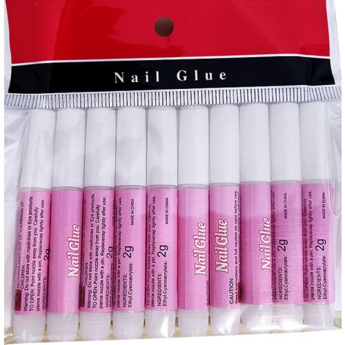 10Pcs/Set Mini Beauty Nail Glue False Art Decorate Tips Acrylic Glue Professional Nail for Professional Salon or Home Use