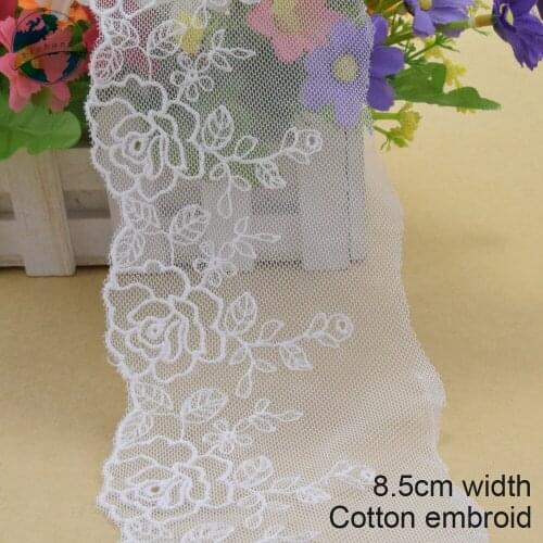 10yards 8.5cm Cotton embroid lace sewing ribbon guipure lace african lace fabric trim warp knitting DIY Garment Accessories#3082