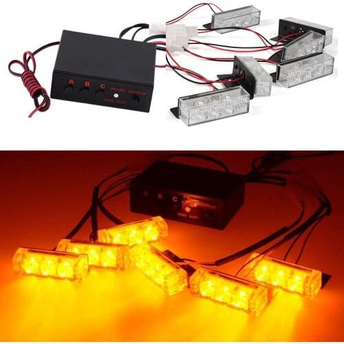 12V Car Grille Strobe Light Head LED Mini Flash lamp Daytime running lights Police Emergency Warning Flashing Signal light