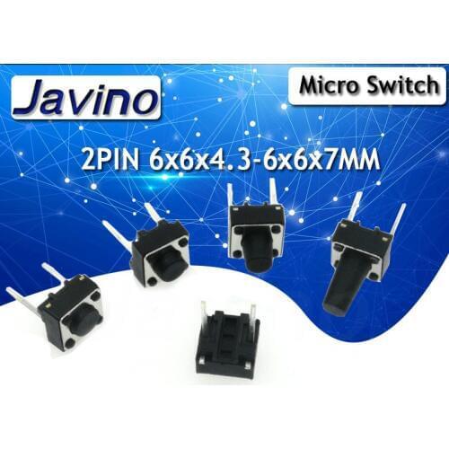 20pcs Middle 2pin 6x6x4.3/5/6/7/8/9/10 mm Switch Tactile Push Button Switches 6x6x4.3mm 6x6x5mm 6x6x6mm 6x6x7mm
