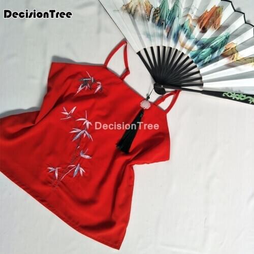 2021 chinese camisoles tangsuit tank tops traditional chinese clothing for women vintage party hanfu embroidery strap tops