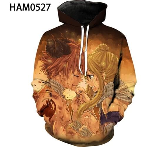 2021 New Animation Fair tail boys' and girls' Hoodie 3D printing animation American leisure retro spring and autumn Sweatshirt