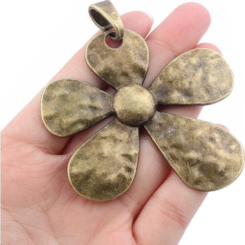 3pcs Large Necklace Pendant Hammered Crafts Pendant Jewelry For Necklace Making Findings 68x67mm
