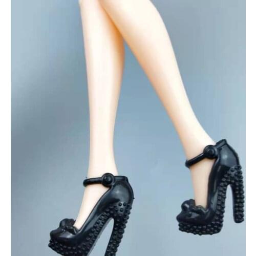 6 Pairs/lot Fashion 11.5" Doll Shoes Black High Heel Sandals For Barbie Sneakers Princess Foot Wear 1/6 BJD Dolls Accessory Toys