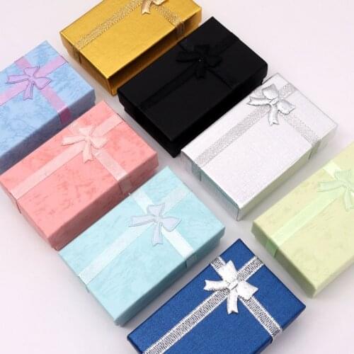 Wholesale 96pcs Silver Ring Display Box , Cute Bow-knot Ring Earring Box For Wedding And Party