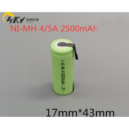 2500mah 4/5A 1.2V Rechargeable Ni-MH Battery 17430 4/5 A cell with welding tabs for Braun Oral-B electric toothbrush