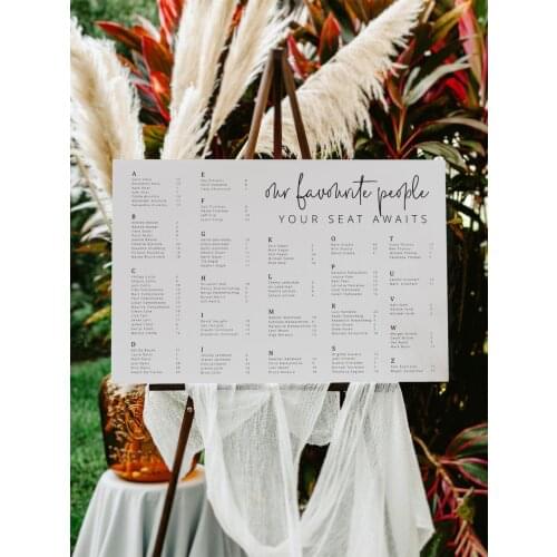 Alphabetical Wedding Seating Chart Template Modern Guest Seating Template Seating Chart Wedding Seating Sign Seating Assignment