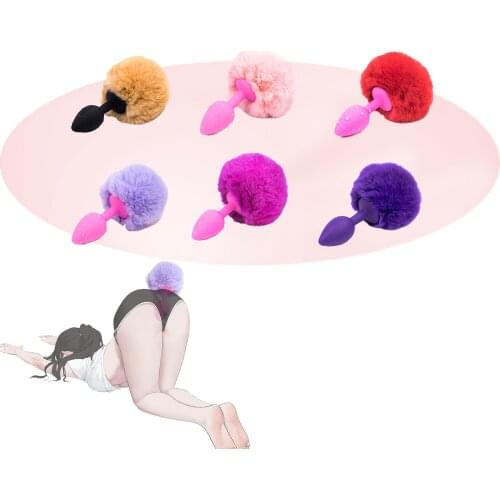Butt Plug with Crystal Jewelry Smooth Touch Stainless Steel Bunny Tail Anal Plug No Vibration Anal Sex Toys for Woman Men Gay