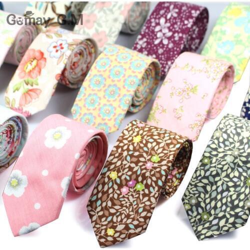 Brand Cotton Floral Ties For Men Suit Skinny Mens Ties Gravatas Slim Corbatas Vestidos Neck Tie High Quality Cravat Necktie