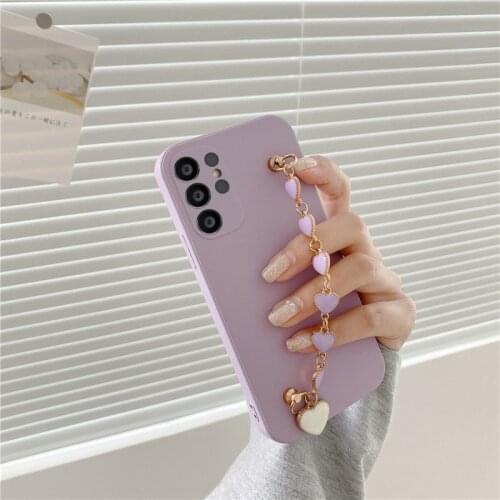 Luxury Dripping Oil Love Heart Bracelet Phone Case For Samsung Galaxy A01 A03S A02S A82 A32 A22 Shockproof Soft Protection Cover