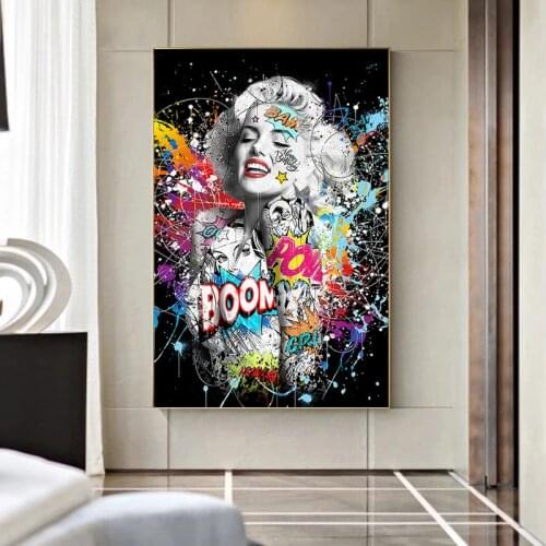 Black and White Graffiti Figure Canvas Painting Sexy Portrait Posters and Print Wall Art Picture for Living Room Home Decoration