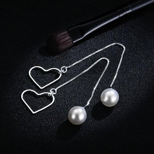 Pure 925 Sterling Silver Tassel Drop Earrings For Women Bridal Romantic Long Geometry Simple Fine pearl Jewelry Dating Gift