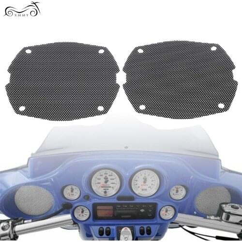 CNC Aluminum Motorcycle Thin Mesh Front Fairing Speaker Grilles For Harley FLH FLHX FLHT 1998 1999 2010 2011 2012 2013 Black