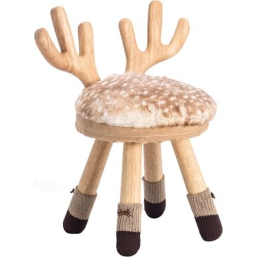 Baby Bench Household Solid Wood Cartoon Animal Backrest Learning Lovely Children Table Chair Round Low Stool Kid Kindergarten