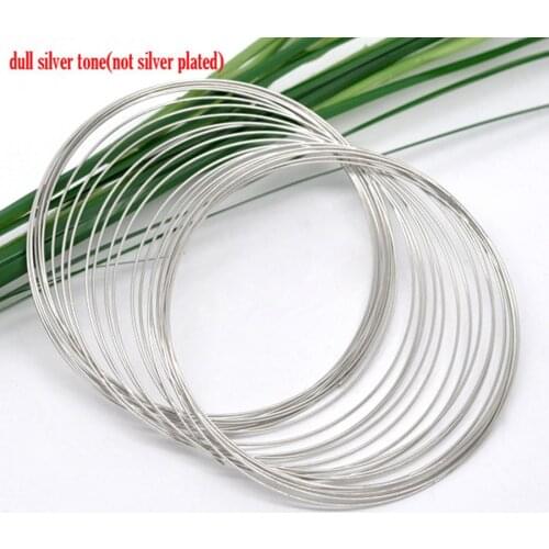 DoreenBeads Steel Wire Memory Beading Bracelets Components Round Silver Color For DIY Jewelry Making 6.5cmDia, 50 Loops Hot new