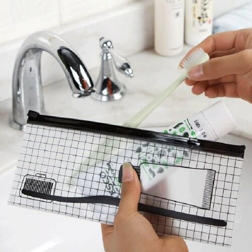 1pc Travel PVC Toothpaste Toothbrush Transparent Clear Zipper Makeup Bags Organizer Bath Wash Make Up Tote Handbags Case Home