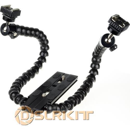 DSLRKIT Dual-arm Dual-shoe Flash Bracket for MACRO SHOT for CANON NIKON PENTAX