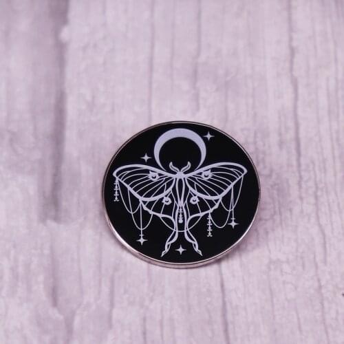 Moon moth Enamel Pin butterfly brooch magic badge gothic art accessory Decor