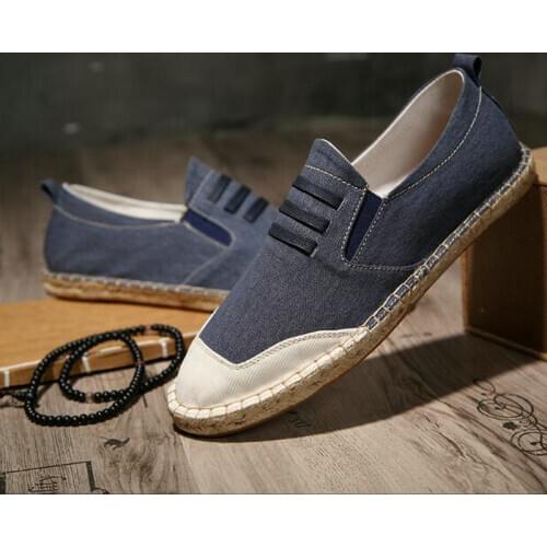 New 2018 Fashion Men Casual Shoes Soft Bottom Flat Heels Men Breathable Espadrille Fisherman Shoes Linen LOAFERS Shoes LA-21