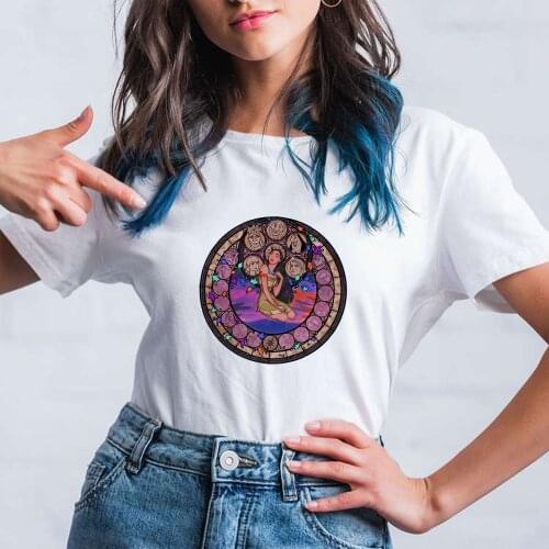 T Shirt Disney Fashion Princesse Beautiful Pocahontas Story Printed White O-Neck Short Sleeve Kawaii Harajcku Cartoon Tshirt