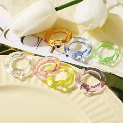 Han Zhishang creative jelly color ring fashion DIY resin ring fashion index finger ring