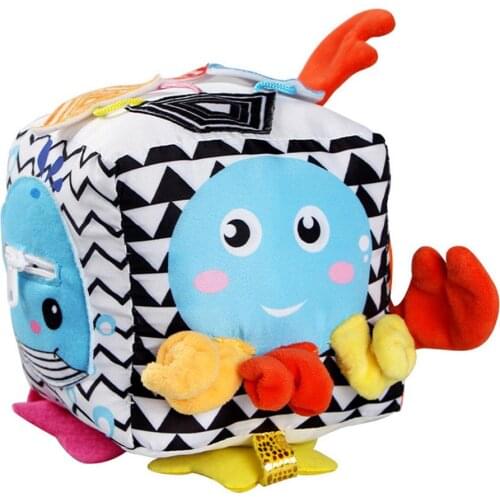 Baby Rattles Toy Cloth Doll Plush Stuffed Dice Toy Animal Cotton Filling Dice Toy Sensory Learning Education Toys