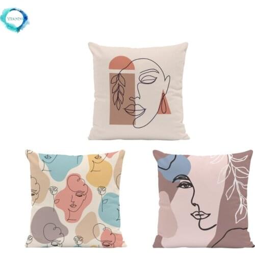 Creative Geometry Western Mythology Cushion Cover Fern Face Square Pillow Case Home Decoration Peach Skin Throw Pillow 45*45