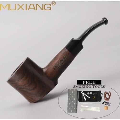 Bent Stem Tobacco Pipe Made By Ebony Wood Smoking Handmade Pipe 9mm Filter Free 10 Tools Free Shipping