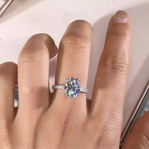 Fashion Large Oval Water Drop White Zircon Crystal Rings For Women Jewelry Engagement Party Wedding Copper Ring Accessories