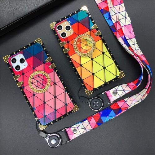 Fashion Colorful Triangle Grid Smooth Square Case for Motorola Moto G Play G Stylus 2021 G Power One 5G Ace G 5G Phone Cover