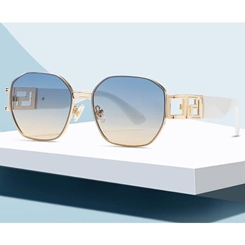 New fashion street shot sunglasses Europe and the United States retro sunglasses men cross border polygon ring button sunglasses