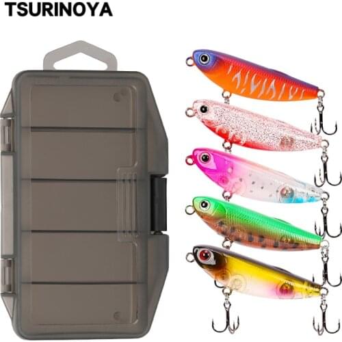 TSURINOYA Floating Pencil Set DW62 50mm 5.0g 5pcs Topwater Artificial Hard Baits Trour Pike Fishing Lure Bass Fishing Tackle