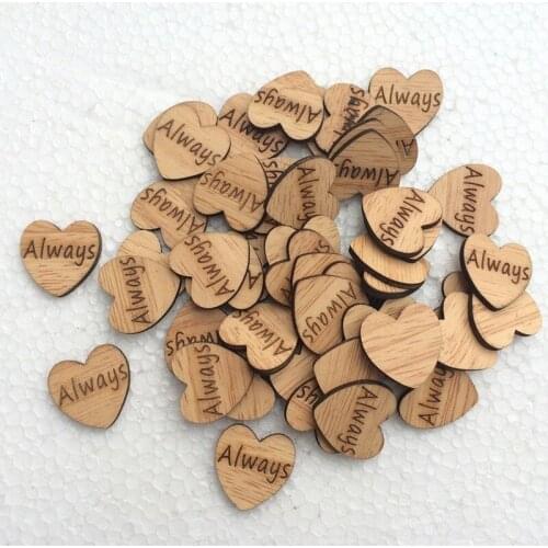 50Pcs Unfinished Wooden Heart Cutouts Wood Shapes Pieces Wood Discs Slices for Rustic Wedding Christmas Table Confetti DIY Craft